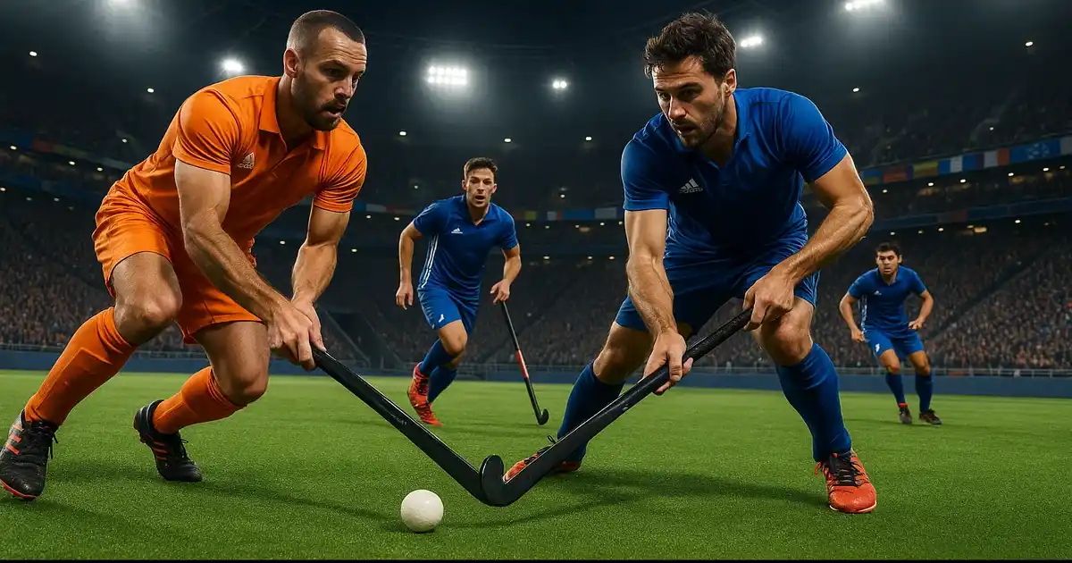 EK Hockey 2025 in het Warsteiner HockeyPark in Mönchengladbach met gevulde tribunes en spelers op het veld