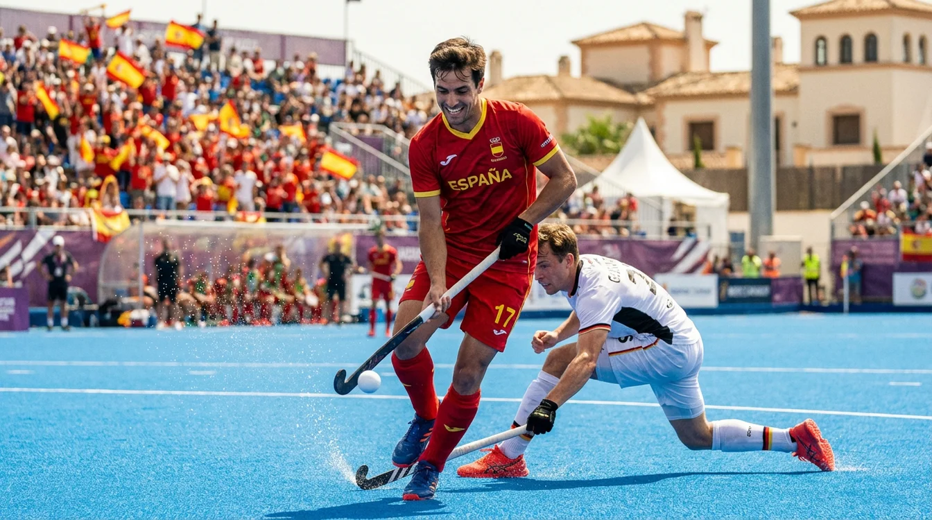 Spaanse hockeyspeler toont technische vaardigheid