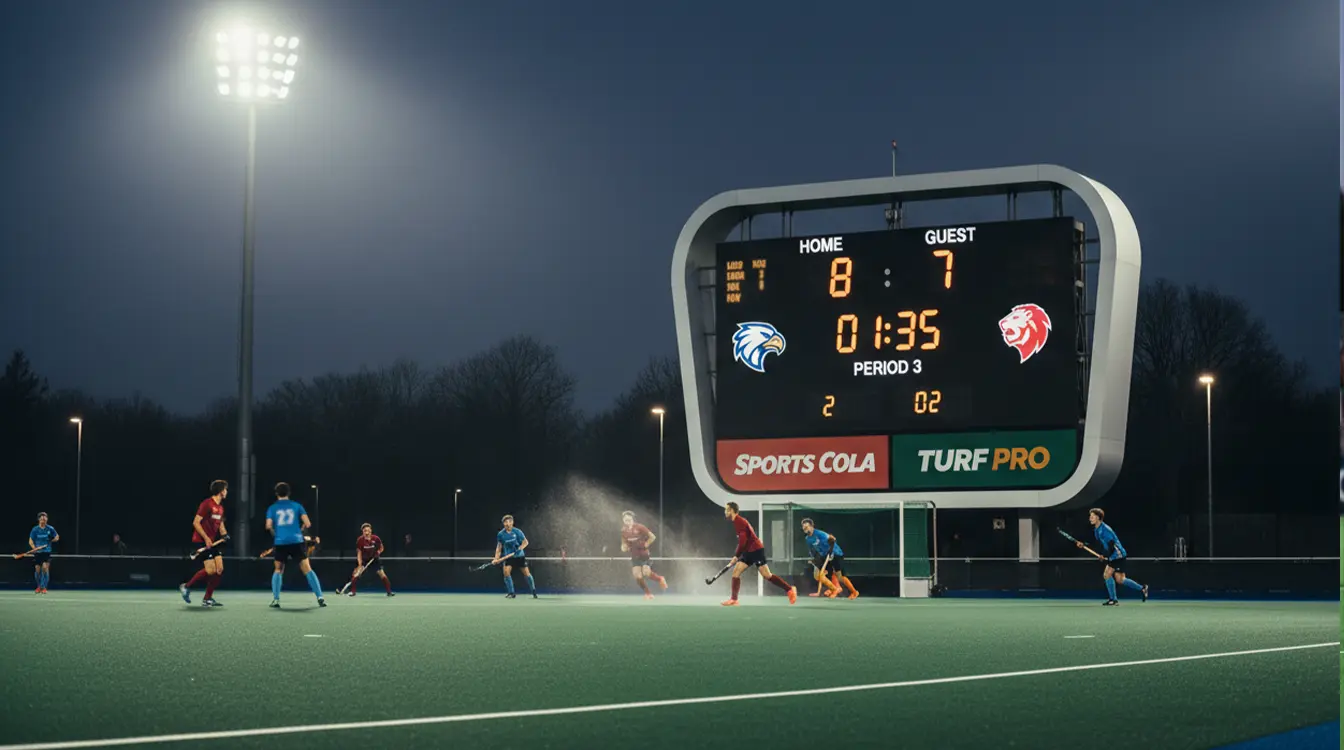 Scorebord toont grote overwinning in hockeywedstrijd