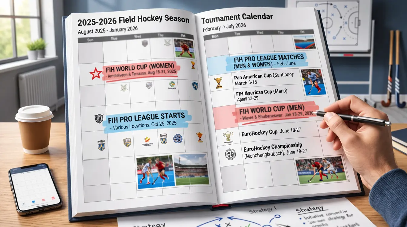Hockey toernooien kalender met belangrijke data gemarkeerd