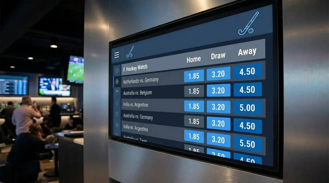 Digitaal scherm met hockey odds en quoteringen