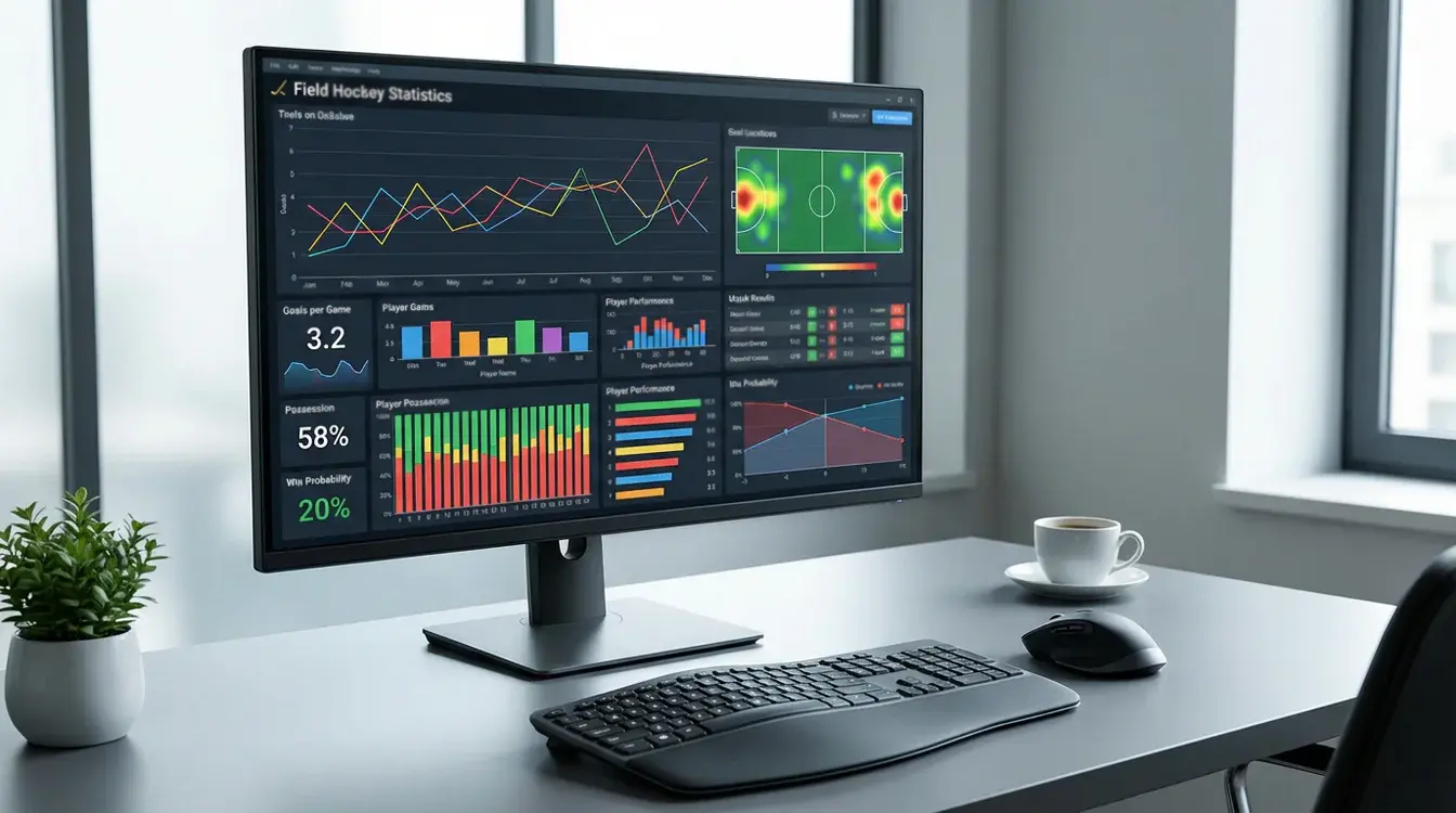 Data-analyse scherm met hockey statistieken en grafieken