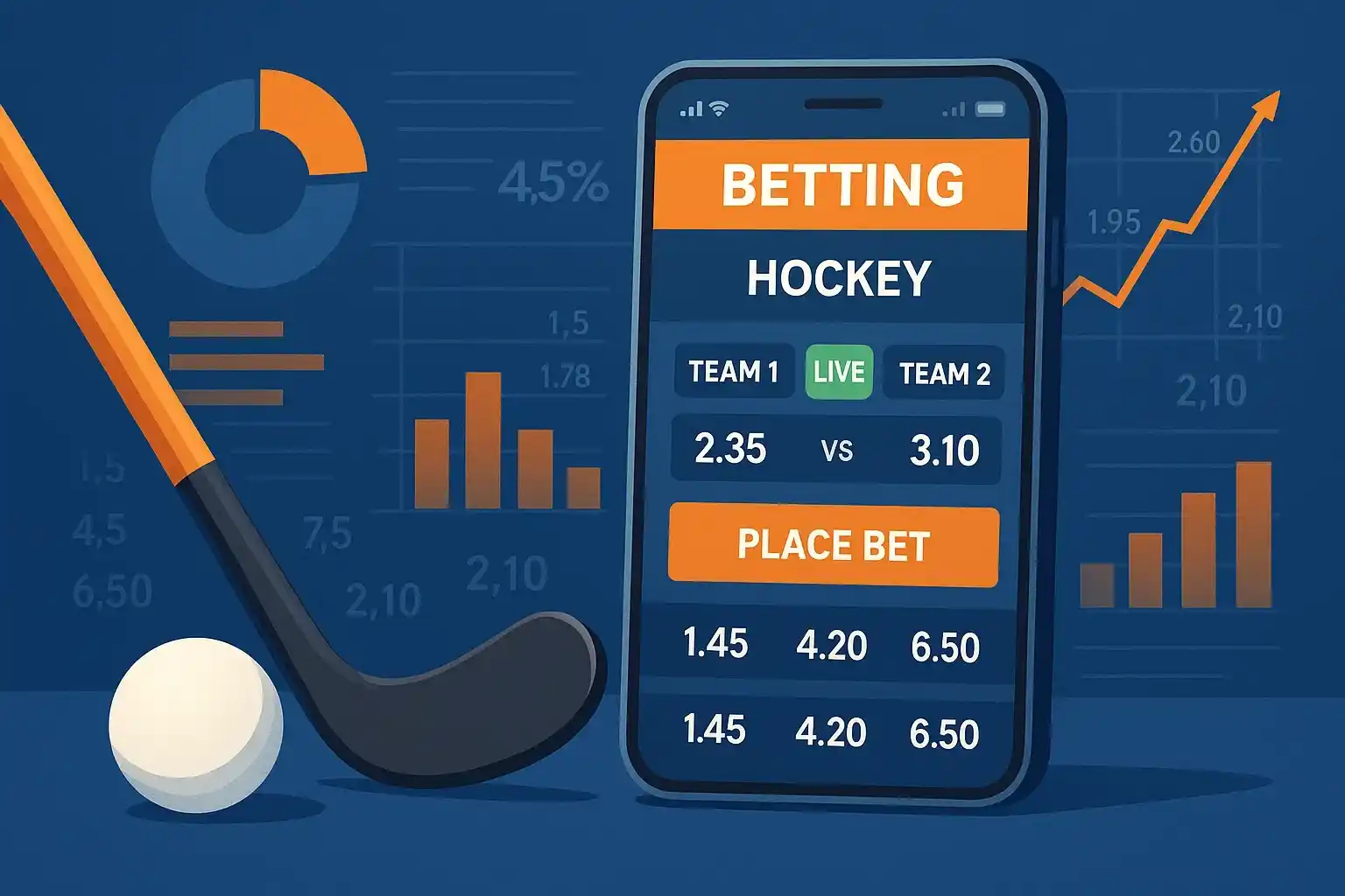 Sportweddenschappen concept voor hockey met odds en statistieken display
