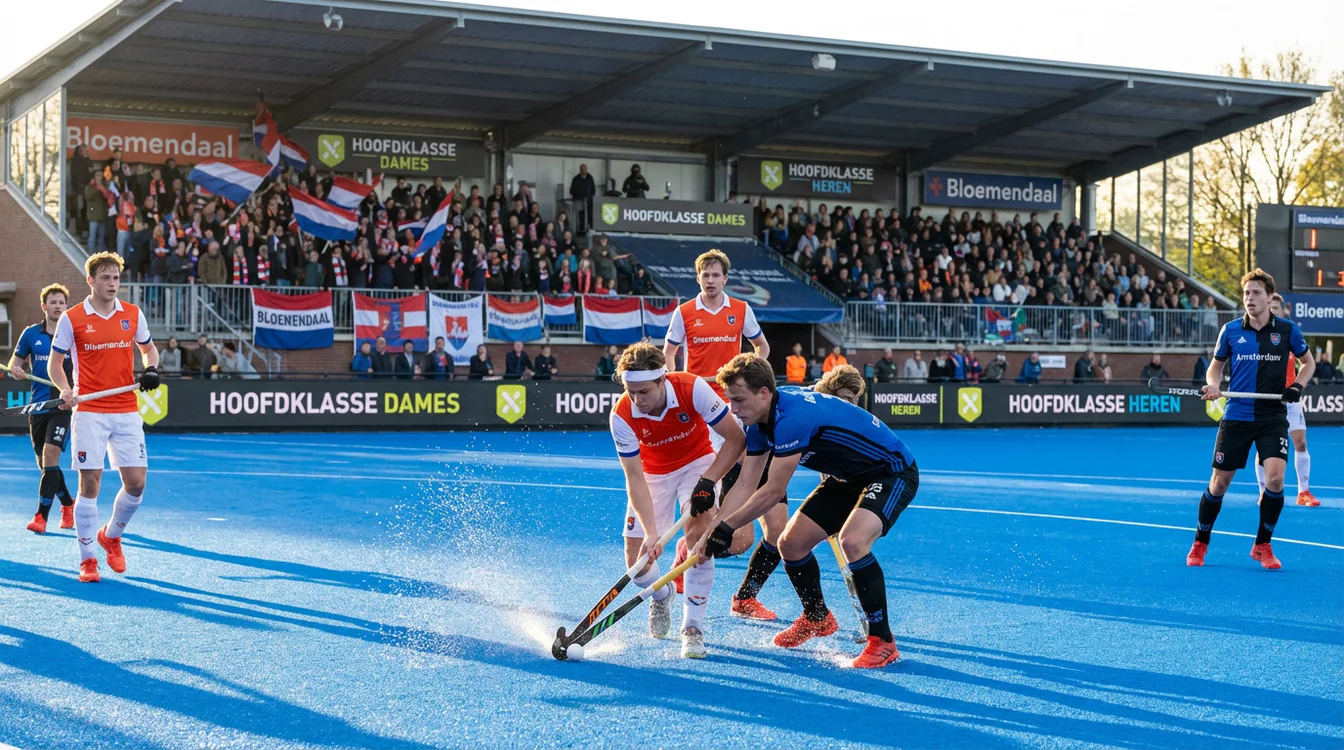 Hoofdklasse hockey wedstrijd tussen twee Nederlandse topclubs
