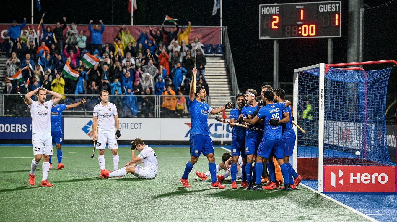 Cruciaal moment tijdens hockeywedstrijd met spanning op het veld