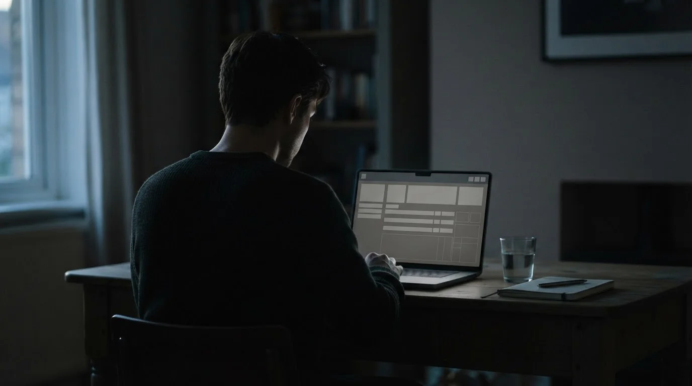 Silhouet van een persoon van achteren voor een neutraal verlicht scherm