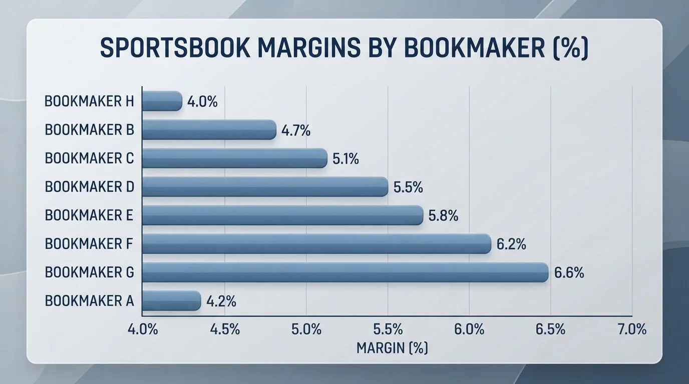 Vergelijkende balken van de sportsbook-marges van acht Nederlandse bookmakers met iDEAL