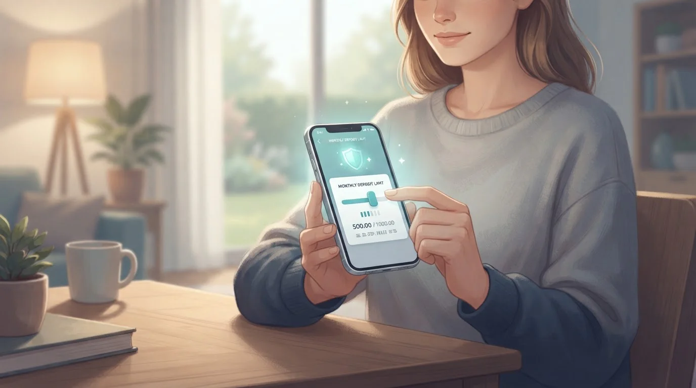 Speler stelt in de app een maandelijkse stortingslimiet in als onderdeel van verantwoord spelen
