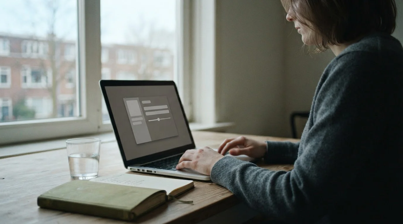 Handen die op een laptop een neutrale limietinstelling aanpassen