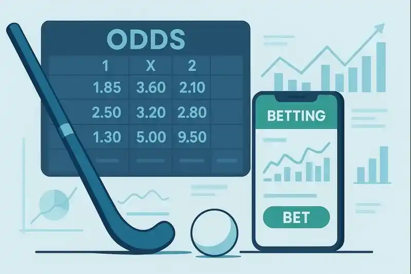 Overzicht van wedmarkten en odds voor hockey weddenschappen met digitaal display en statistieken