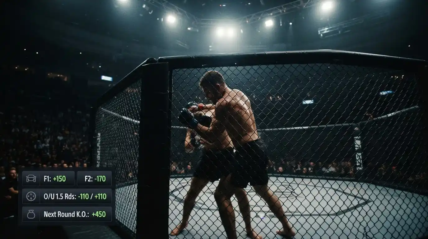 Beperkt in-play aanbod bij een UFC-kooigevecht van drie tot vijf rondes